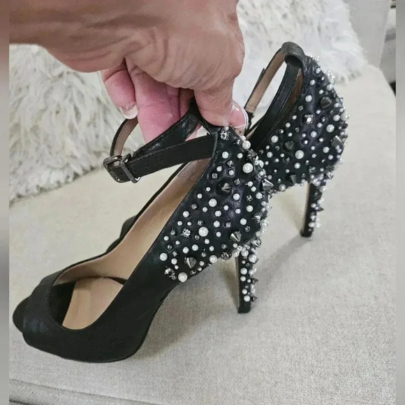 GB High Heel Sandals with Pearl & Spikes Detail - Picture 5 of 7